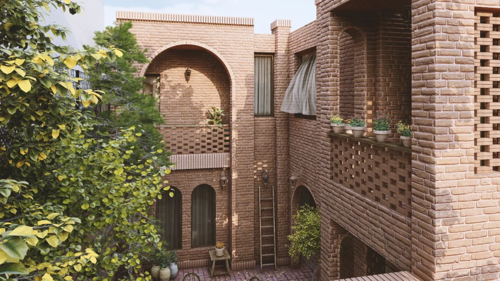 طراحی خانه آجری در ایلام